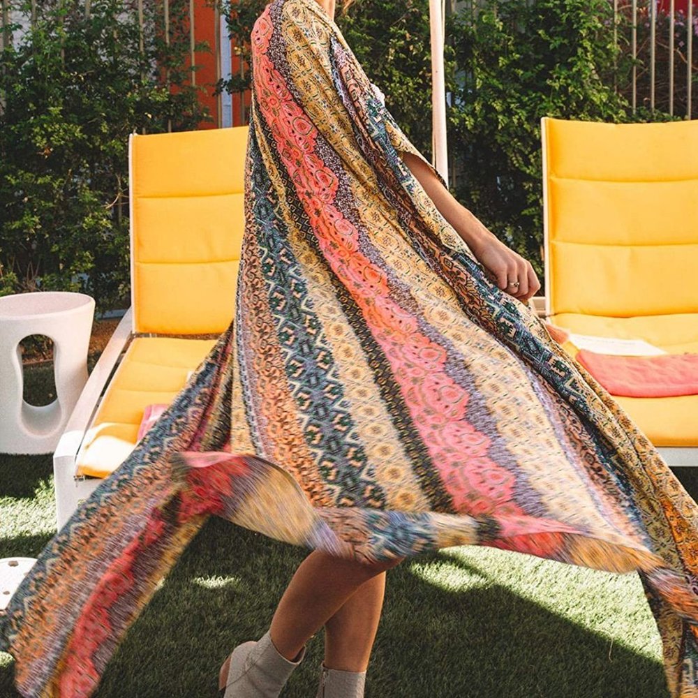 Cover Up Robe Sheer Chiffon Cardigan Multi Color